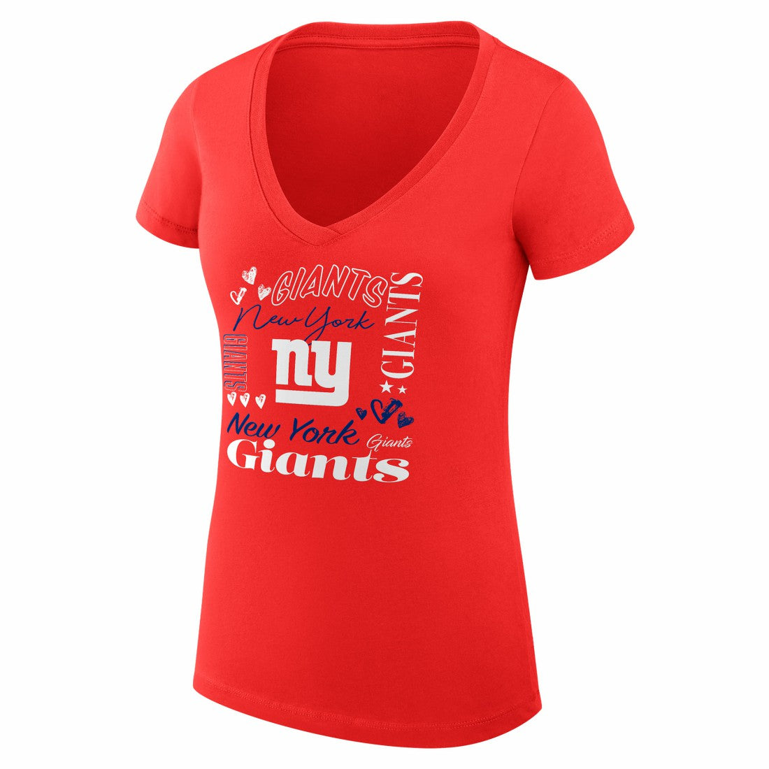 New York Giants G-III 4Her by Carl Banks Women's Super-Slim Fit Lightweight Collage Team V-Neck T-Shirt Red | NFL