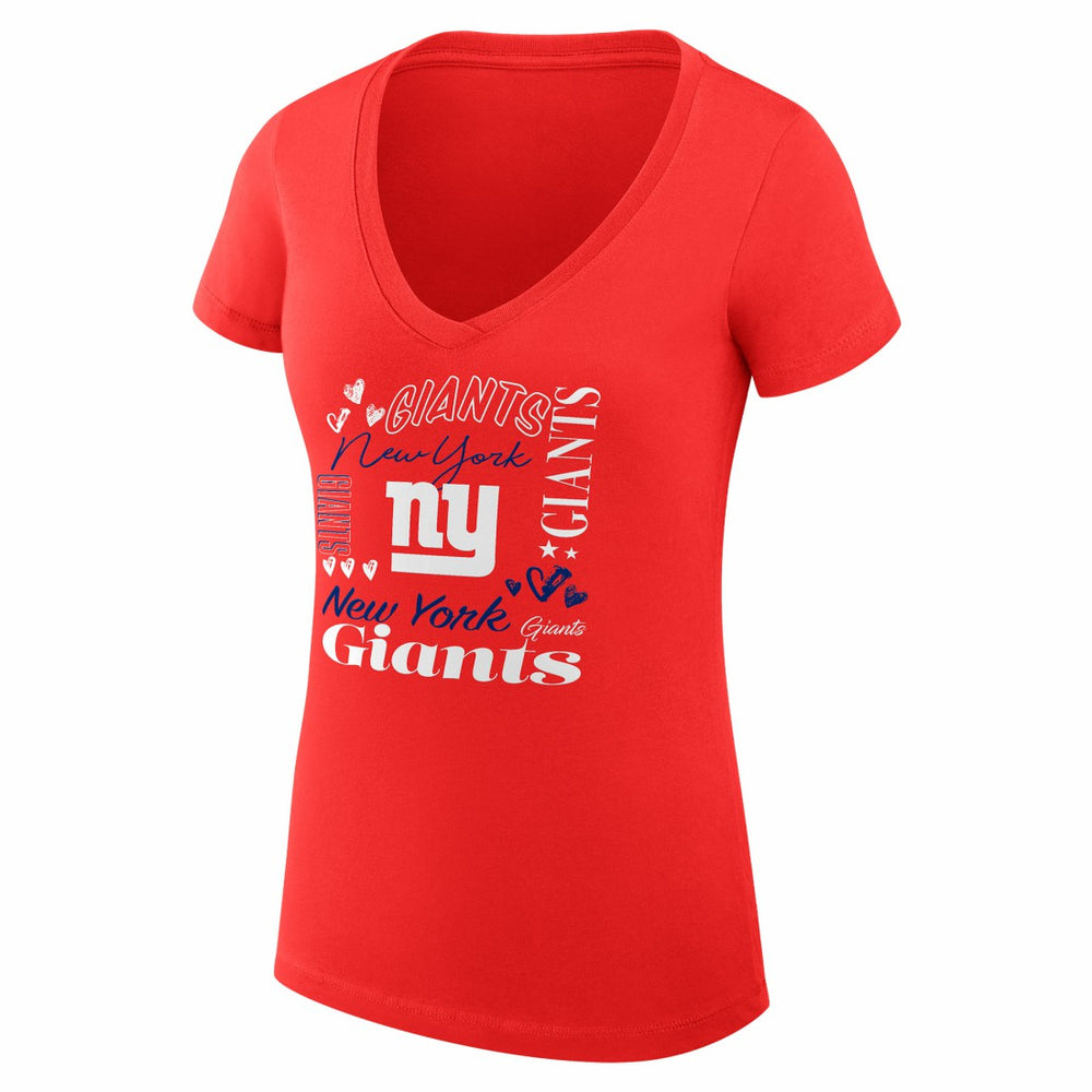 New York Giants G-III 4Her by Carl Banks Women's Super-Slim Fit Lightweight Collage Team V-Neck T-Shirt Red | NFL