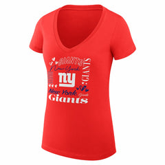 New York Giants G-III 4Her by Carl Banks Women's Super-Slim Fit Lightweight Collage Team V-Neck T-Shirt Red | NFL