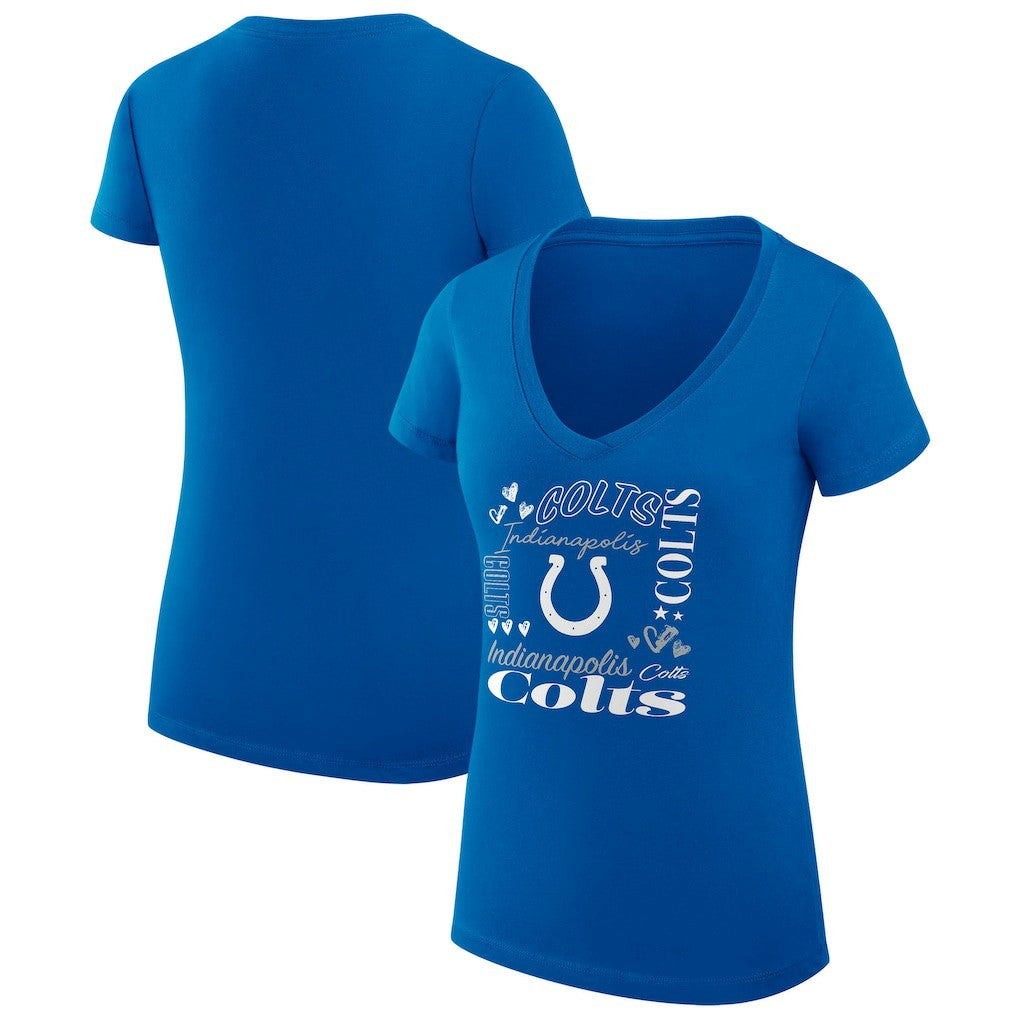 Indianapolis Colts G-III 4Her by Carl Banks Women's Super-Slim Fit Lightweight Collage Team V-Neck T-Shirt Royal | NFL