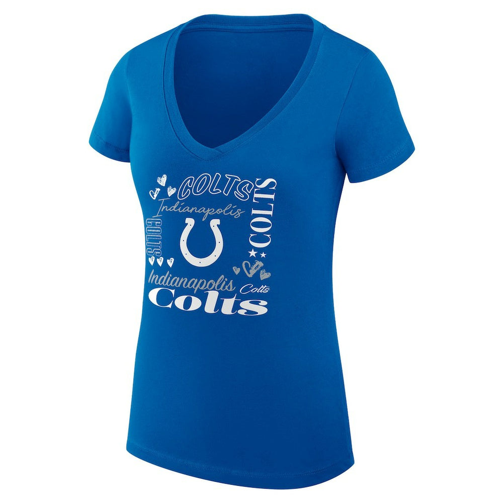 Indianapolis Colts G-III 4Her by Carl Banks Women's Super-Slim Fit Lightweight Collage Team V-Neck T-Shirt Royal | NFL