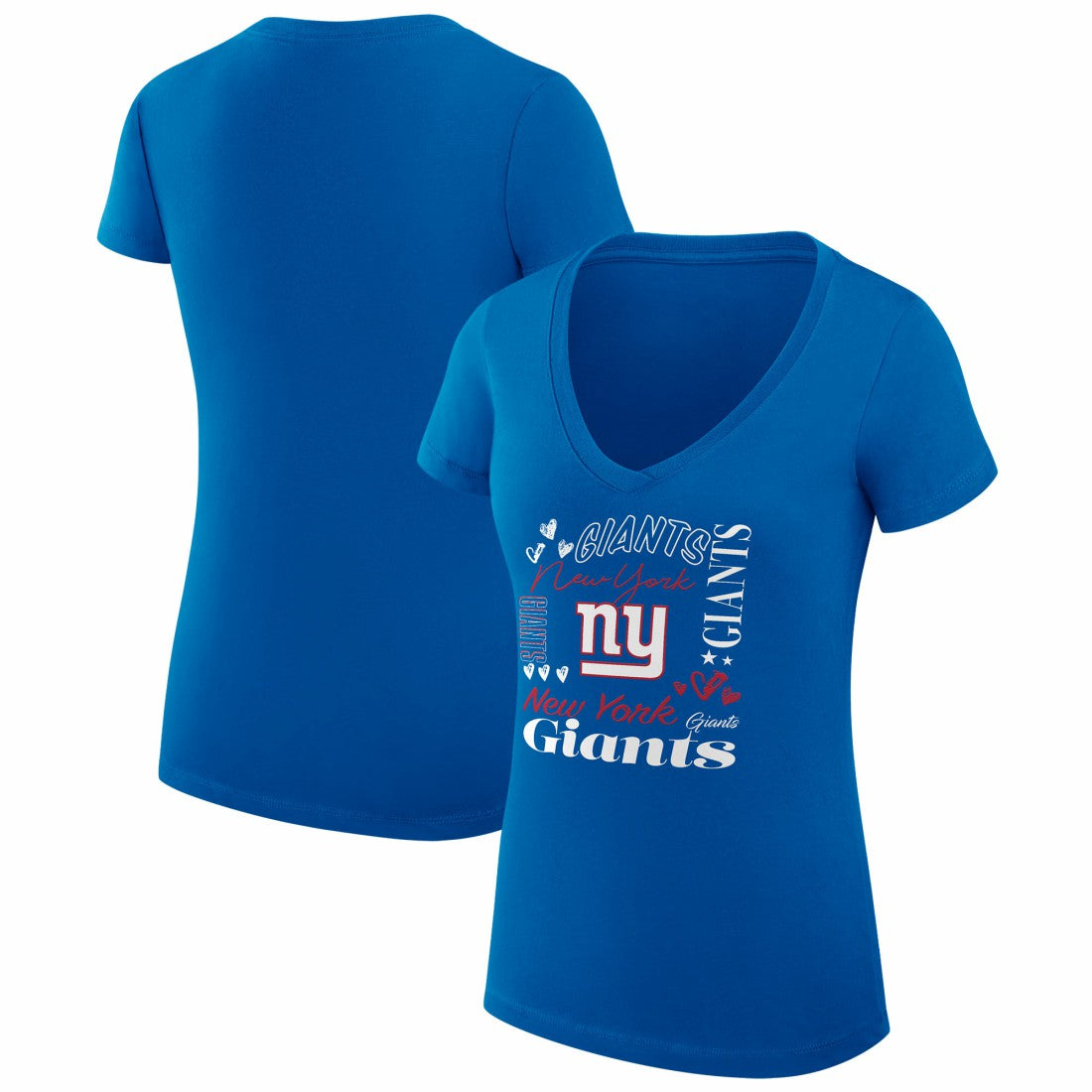 New York Giants G-III 4Her by Carl Banks Women's Super-Slim Fit Lightweight Collage Team V-Neck T-Shirt Royal | NFL