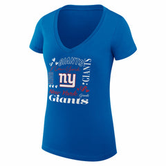 New York Giants G-III 4Her by Carl Banks Women's Super-Slim Fit Lightweight Collage Team V-Neck T-Shirt Royal | NFL