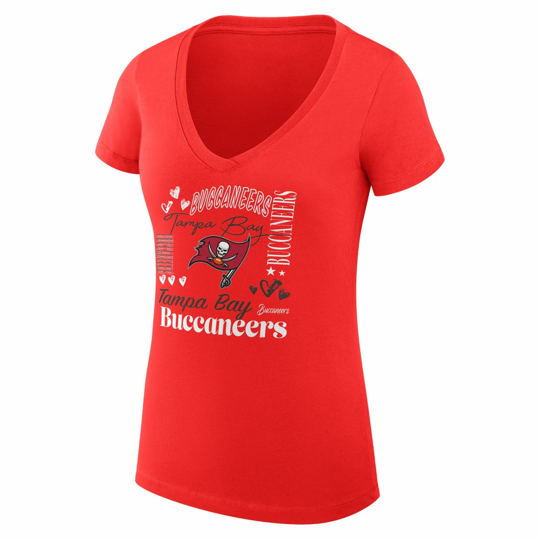 Tampa Bay Buccaneers G-III 4Her by Carl Banks Women's Super-Slim Fit Lightweight Collage Team V-Neck T-Shirt Red | NFL