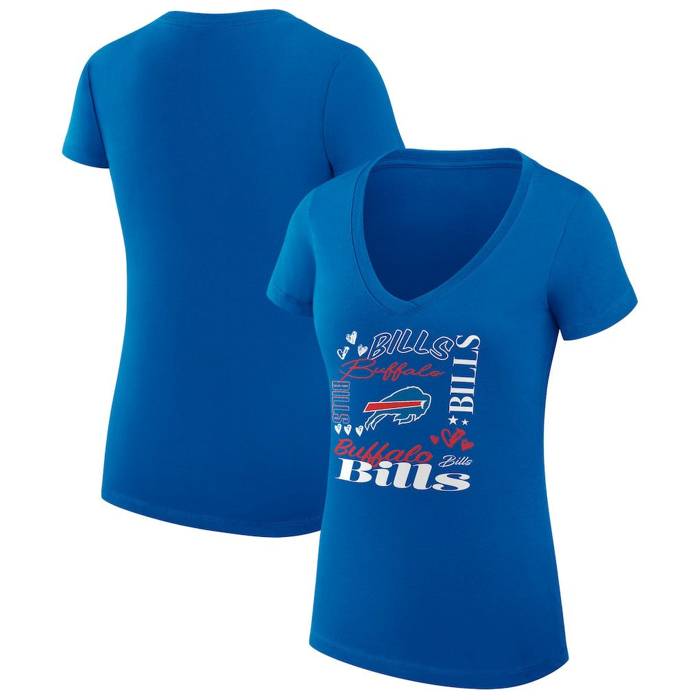 Buffalo Bills G-III 4Her by Carl Banks Women's Super-Slim Fit Lightweight Collage Team V-Neck T-Shirt Royal | NFL