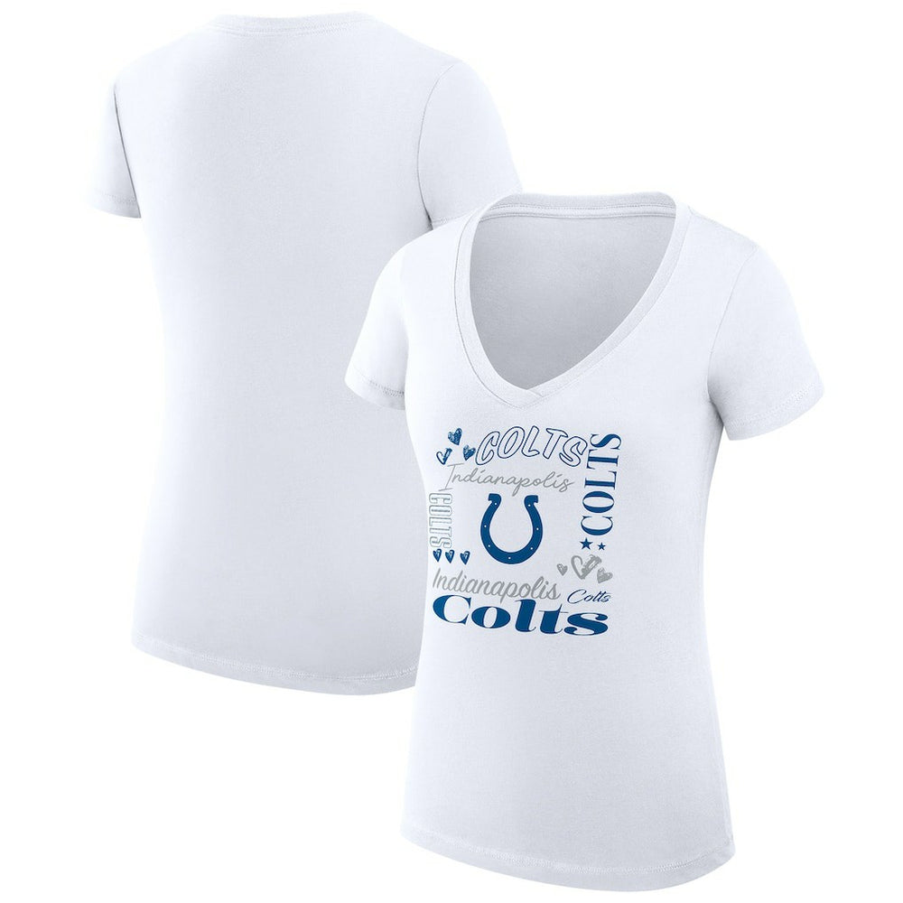 Indianapolis Colts G-III 4Her by Carl Banks Women's Super-Slim Fit Lightweight Collage Team V-Neck T-Shirt White | NFL