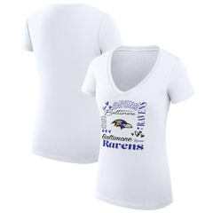 Baltimore Ravens G-III 4Her by Carl Banks Women's Super-Slim Fit Lightweight Collage Team V-Neck T-Shirt White | NFL