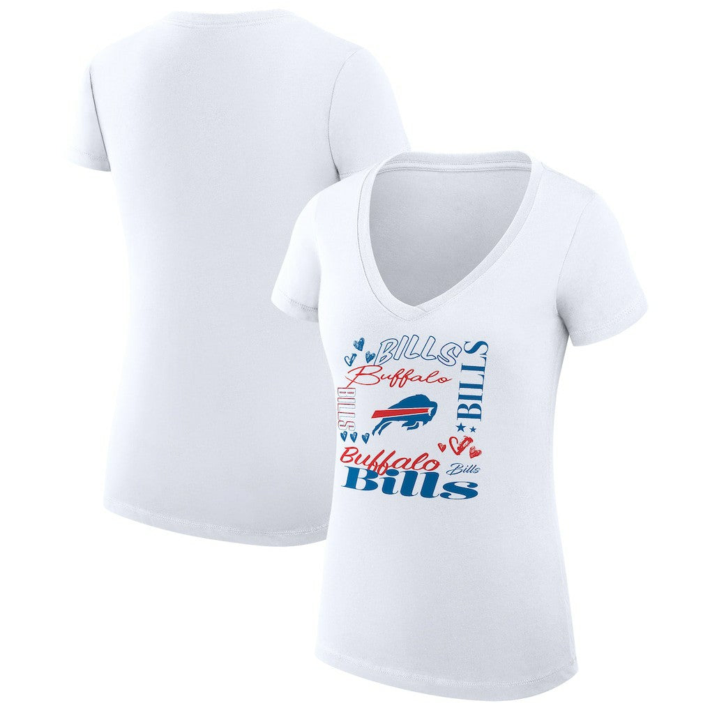 Buffalo Bills G-III 4Her by Carl Banks Women's Super-Slim Fit Lightweight Collage Team V-Neck T-Shirt White | NFL
