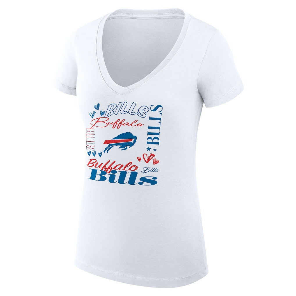 Buffalo Bills G-III 4Her by Carl Banks Women's Super-Slim Fit Lightweight Collage Team V-Neck T-Shirt White | NFL