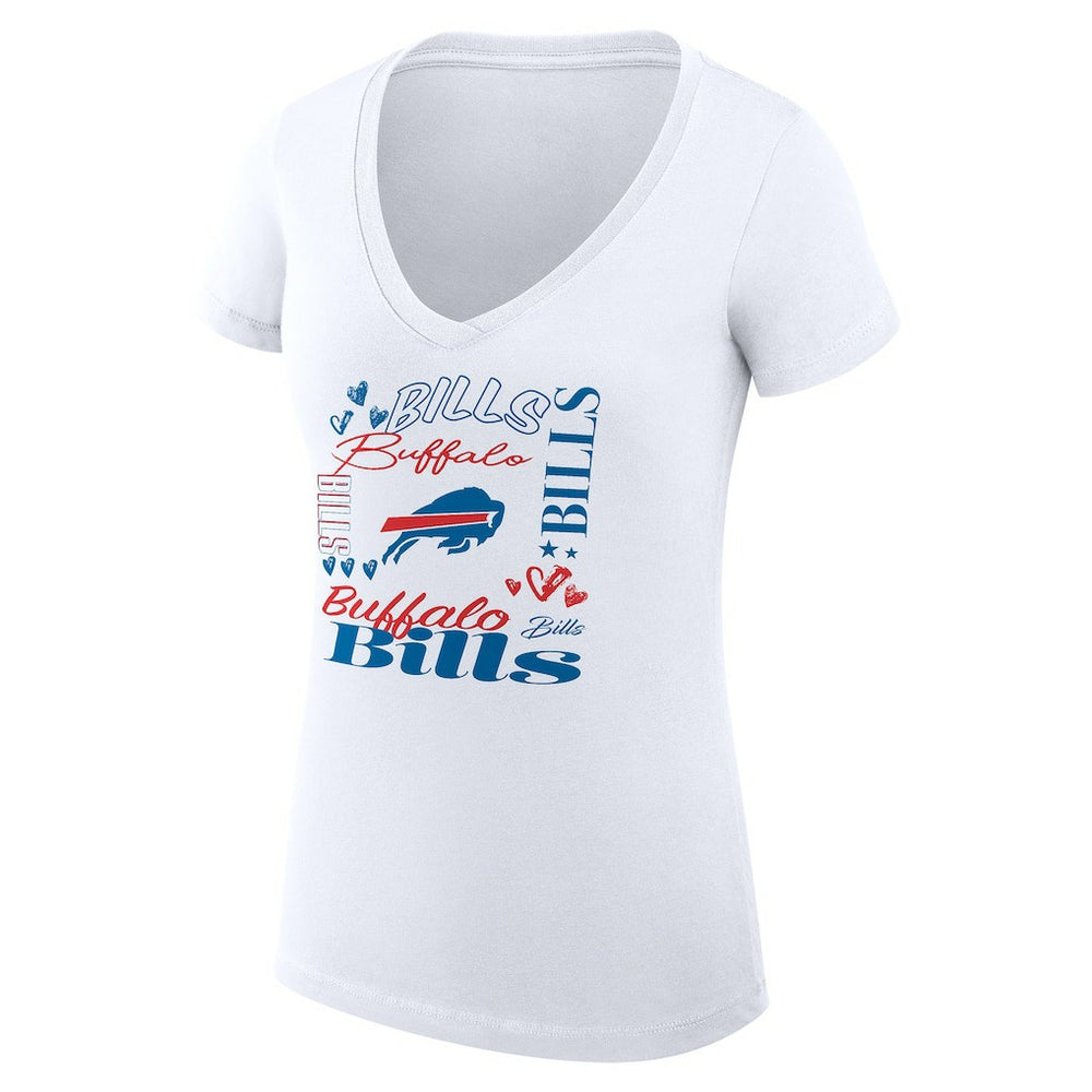 Buffalo Bills G-III 4Her by Carl Banks Women's Super-Slim Fit Lightweight Collage Team V-Neck T-Shirt White | NFL