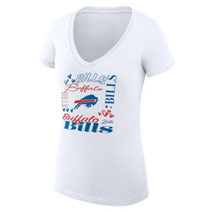 Buffalo Bills G-III 4Her by Carl Banks Women's Super-Slim Fit Lightweight Collage Team V-Neck T-Shirt White | NFL