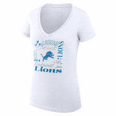 Detroit Lions G-III 4Her by Carl Banks Women's Super-Slim Fit Lightweight Collage Team V-Neck T-Shirt White | NFL