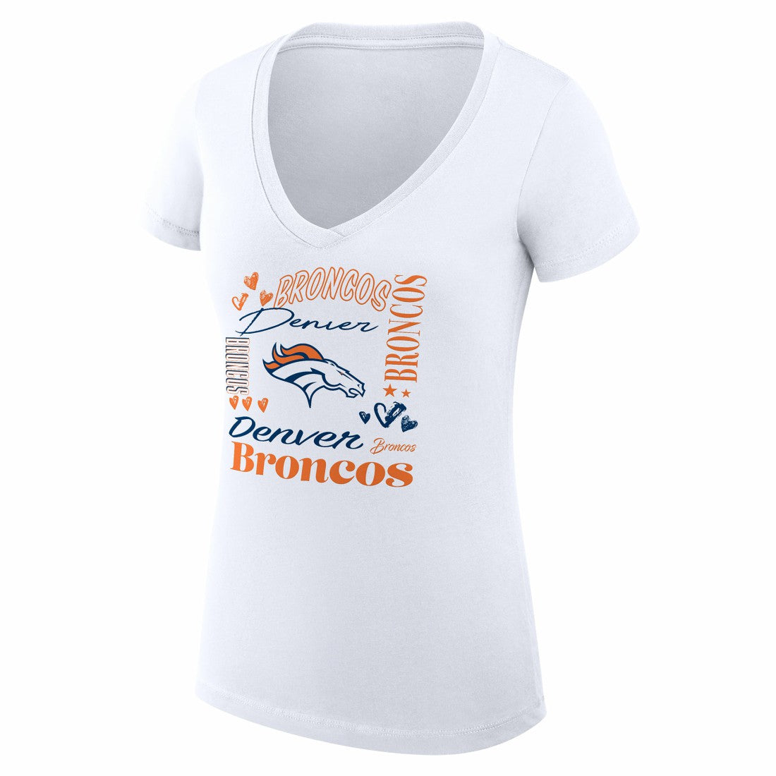 Denver Broncos G-III 4Her by Carl Banks Women's Super-Slim Fit Lightweight Collage Team V-Neck T-Shirt White | NFL