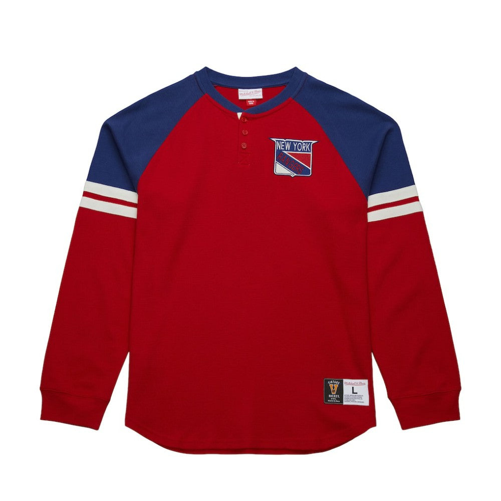 New York Rangers Mitchell & Ness Thermal Henley Long Sleeve T-Shirt - Red - NHL