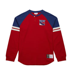 New York Rangers Mitchell & Ness Thermal Henley Long Sleeve T-Shirt - Red - NHL