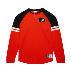 Philadelphia Flyers Mitchell & Ness Thermal Henley Long Sleeve T-Shirt - Orange - NHL