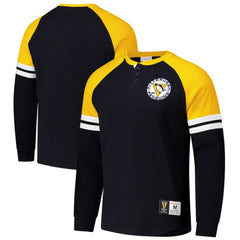 Pittsburgh Penguins Mitchell & Ness Thermal Henley Long Sleeve T-Shirt - Black - NHL