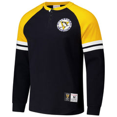 Pittsburgh Penguins Mitchell & Ness Thermal Henley Long Sleeve T-Shirt - Black - NHL