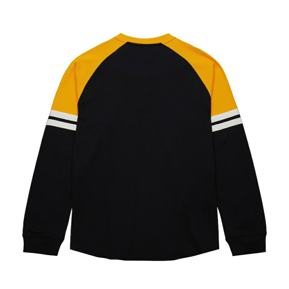 Boston Bruins Mitchell & Ness Thermal Henley Long Sleeve T-Shirt - Black - NHL