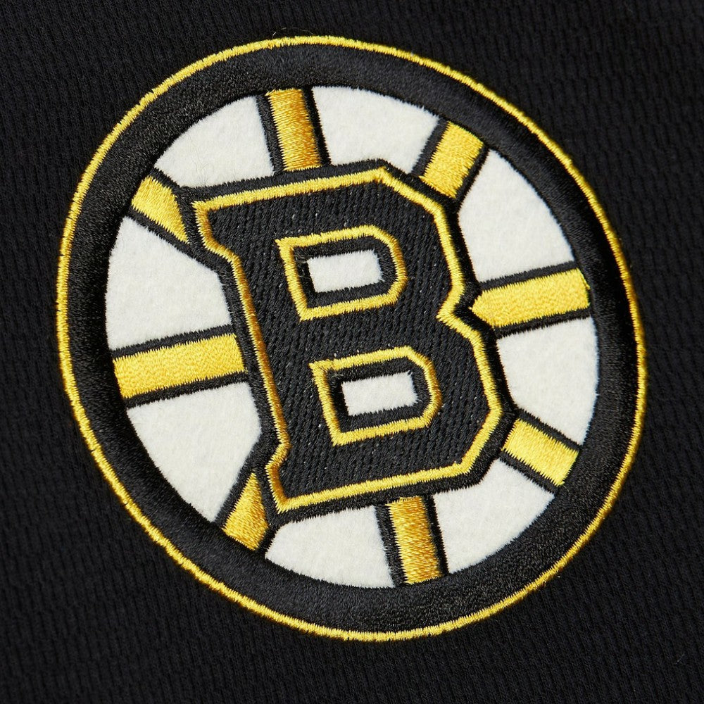 Boston Bruins Mitchell & Ness Thermal Henley Long Sleeve T-Shirt - Black - NHL