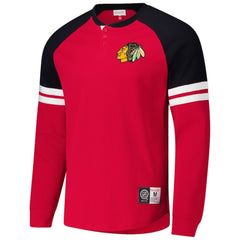 Chicago Blackhawks Mitchell & Ness Thermal Henley Long Sleeve T-Shirt - Red - NHL