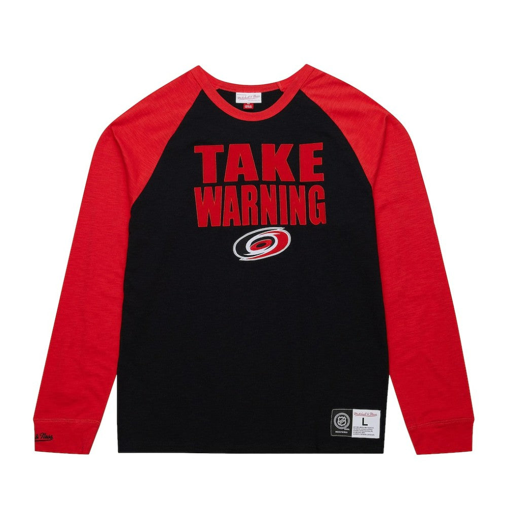 Carolina Hurricanes Mitchell & Ness Legendary Slub Raglan Long Sleeve T-Shirt - Black/Red - NHL