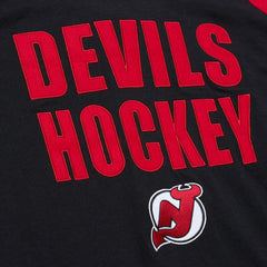 New Jersey Devils Mitchell & Ness Legendary Slub Raglan Long Sleeve T-Shirt - Black/Red - NHL