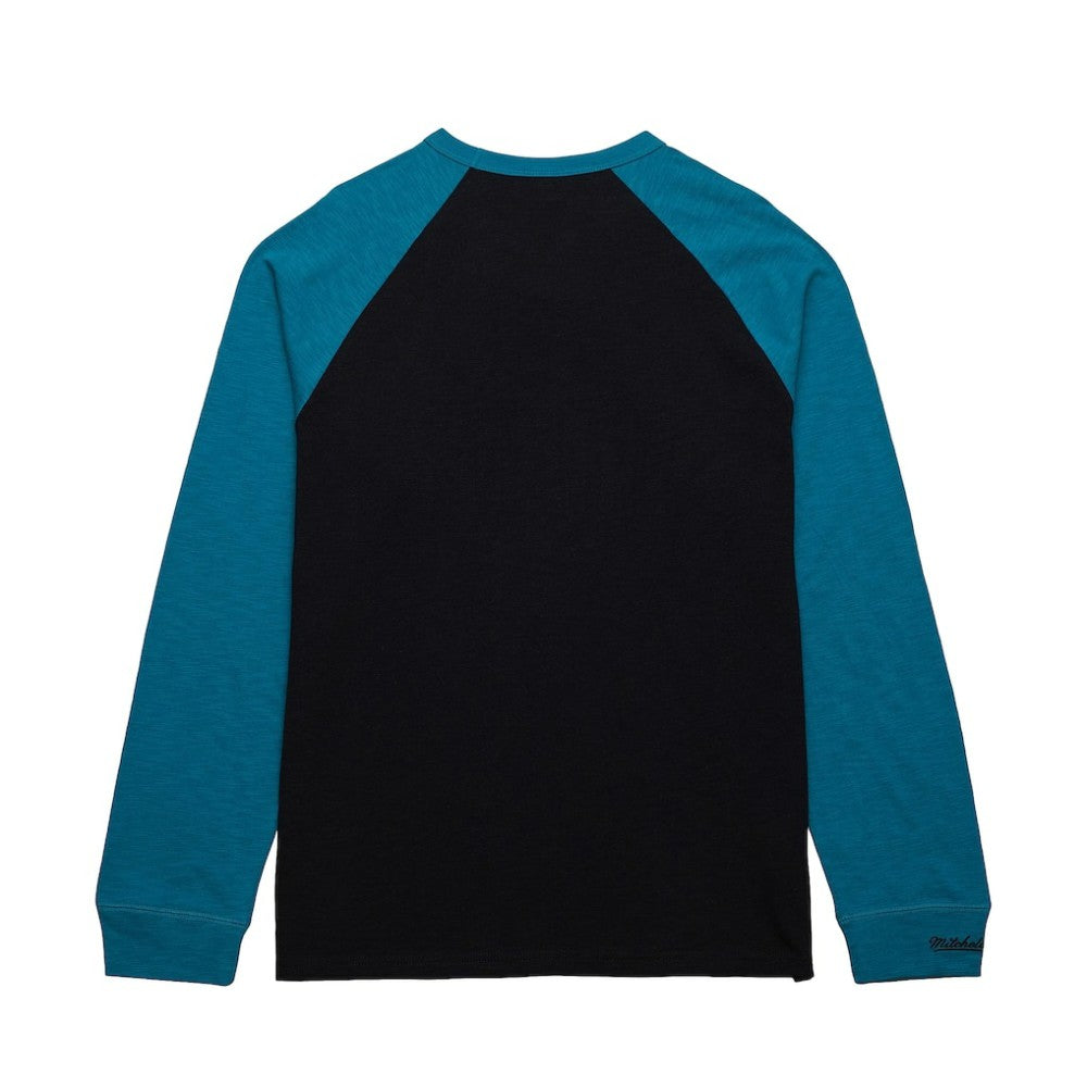 San Jose Sharks Mitchell & Ness Legendary Slub Raglan Long Sleeve T-Shirt - Black/Teal - NHL
