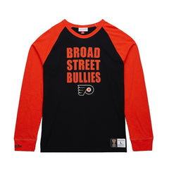 Philadelphia Flyers Mitchell & Ness Legendary Slub Raglan Long Sleeve T-Shirt - Black/Orange - NHL