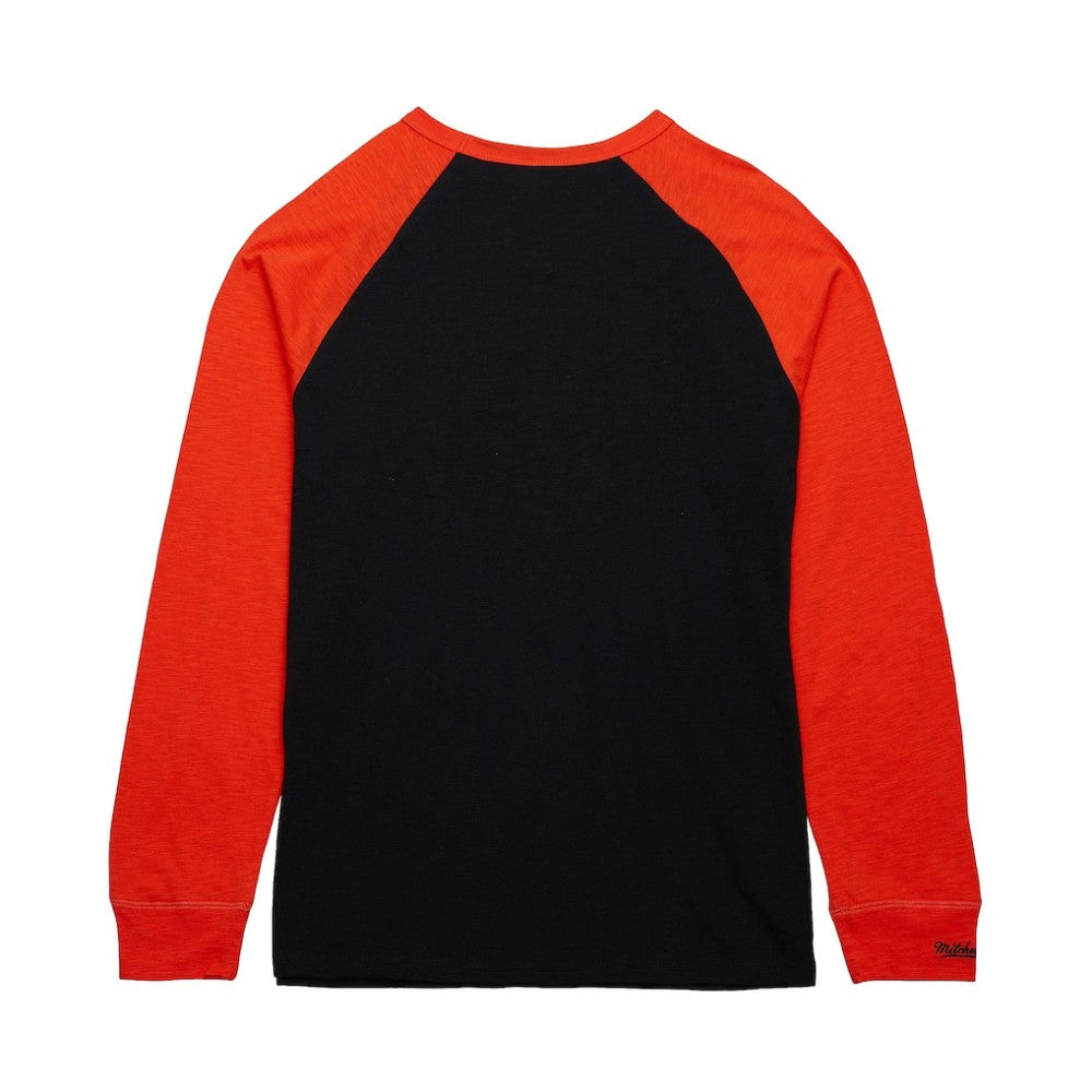 Philadelphia Flyers Mitchell & Ness Legendary Slub Raglan Long Sleeve T-Shirt - Black/Orange - NHL