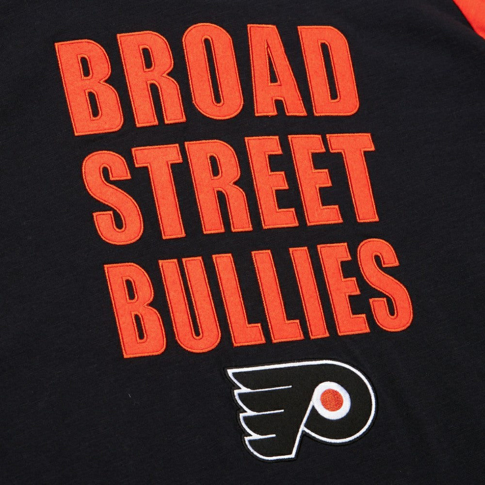 Philadelphia Flyers Mitchell & Ness Legendary Slub Raglan Long Sleeve T-Shirt - Black/Orange - NHL