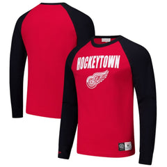 Detroit Red Wings Mitchell & Ness Legendary Slub Raglan Long Sleeve T-Shirt - Red/Black - NHL