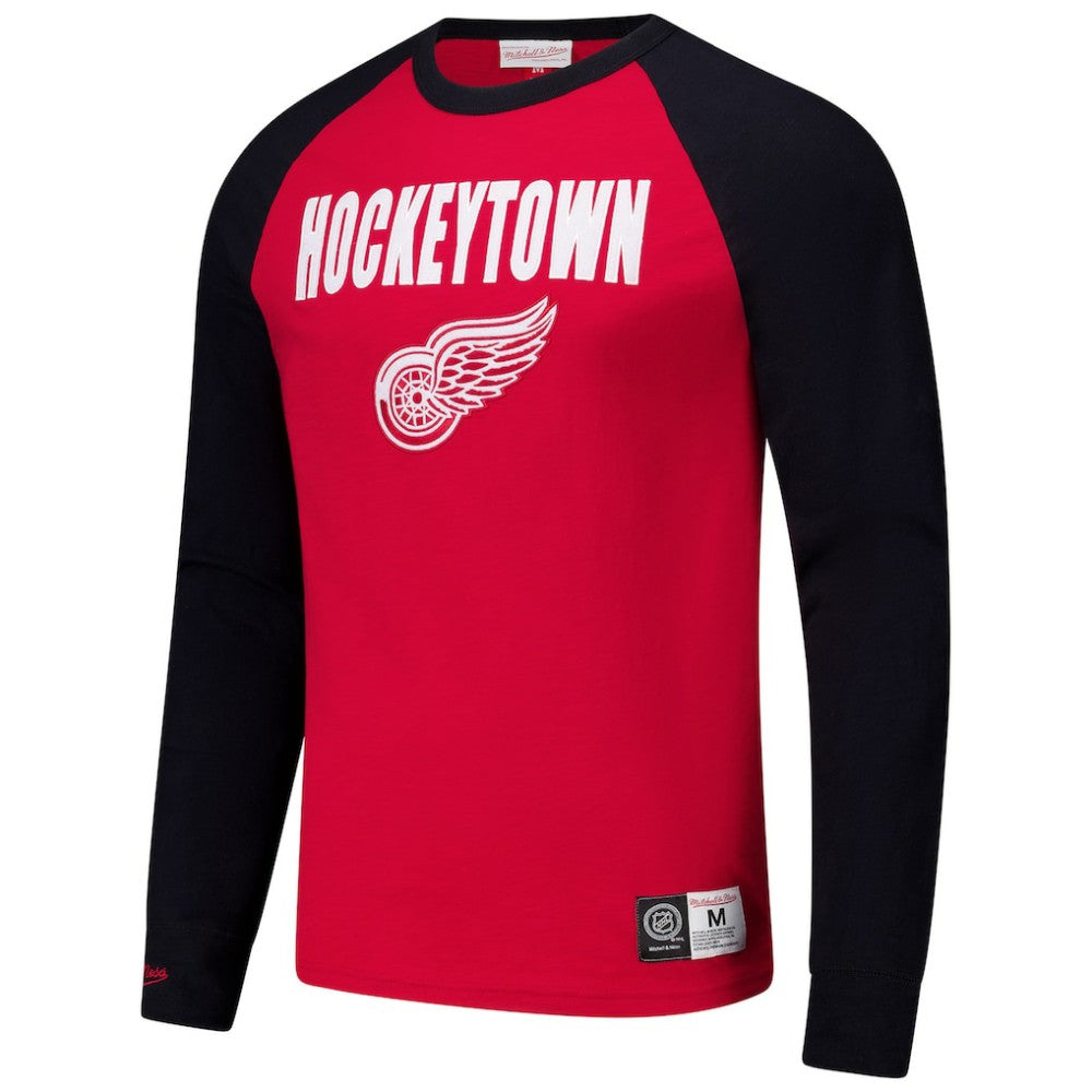 Detroit Red Wings Mitchell & Ness Legendary Slub Raglan Long Sleeve T-Shirt - Red/Black - NHL