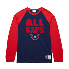 Washington Capitals Mitchell & Ness Legendary Slub Raglan Long Sleeve T-Shirt - Navy/Red - NHL