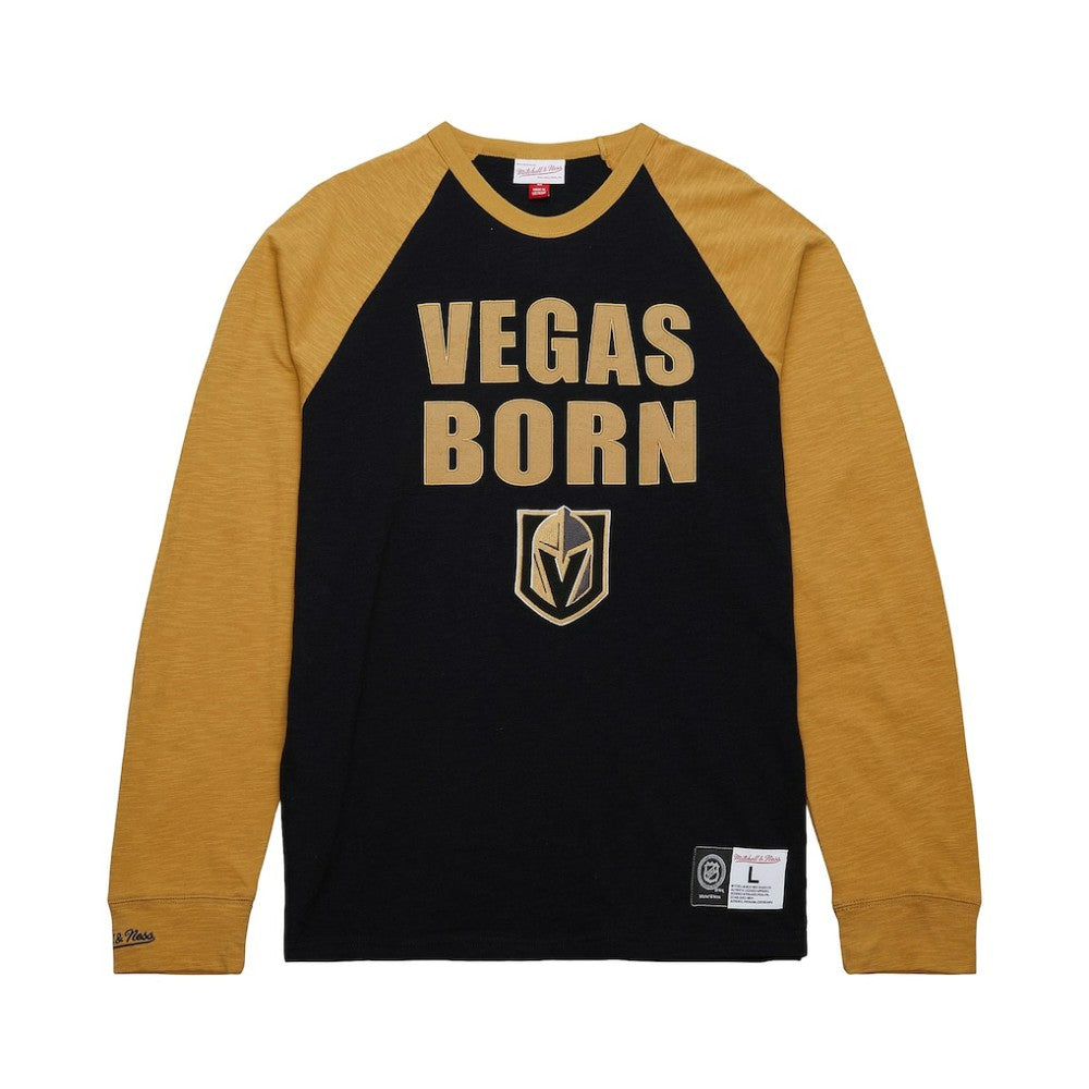 Vegas Golden Knights Mitchell & Ness Legendary Slub Raglan Long Sleeve T-Shirt - Black/Gold - NHL
