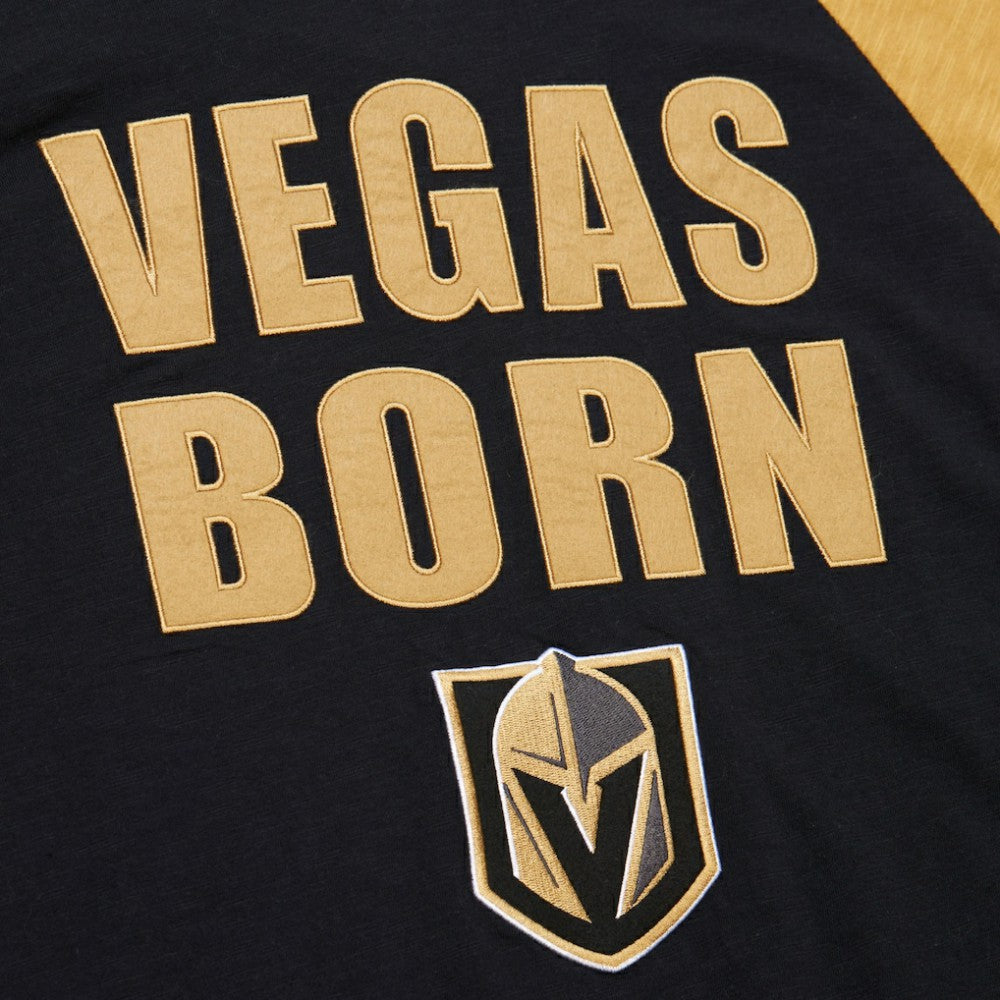 Vegas Golden Knights Mitchell & Ness Legendary Slub Raglan Long Sleeve T-Shirt - Black/Gold - NHL