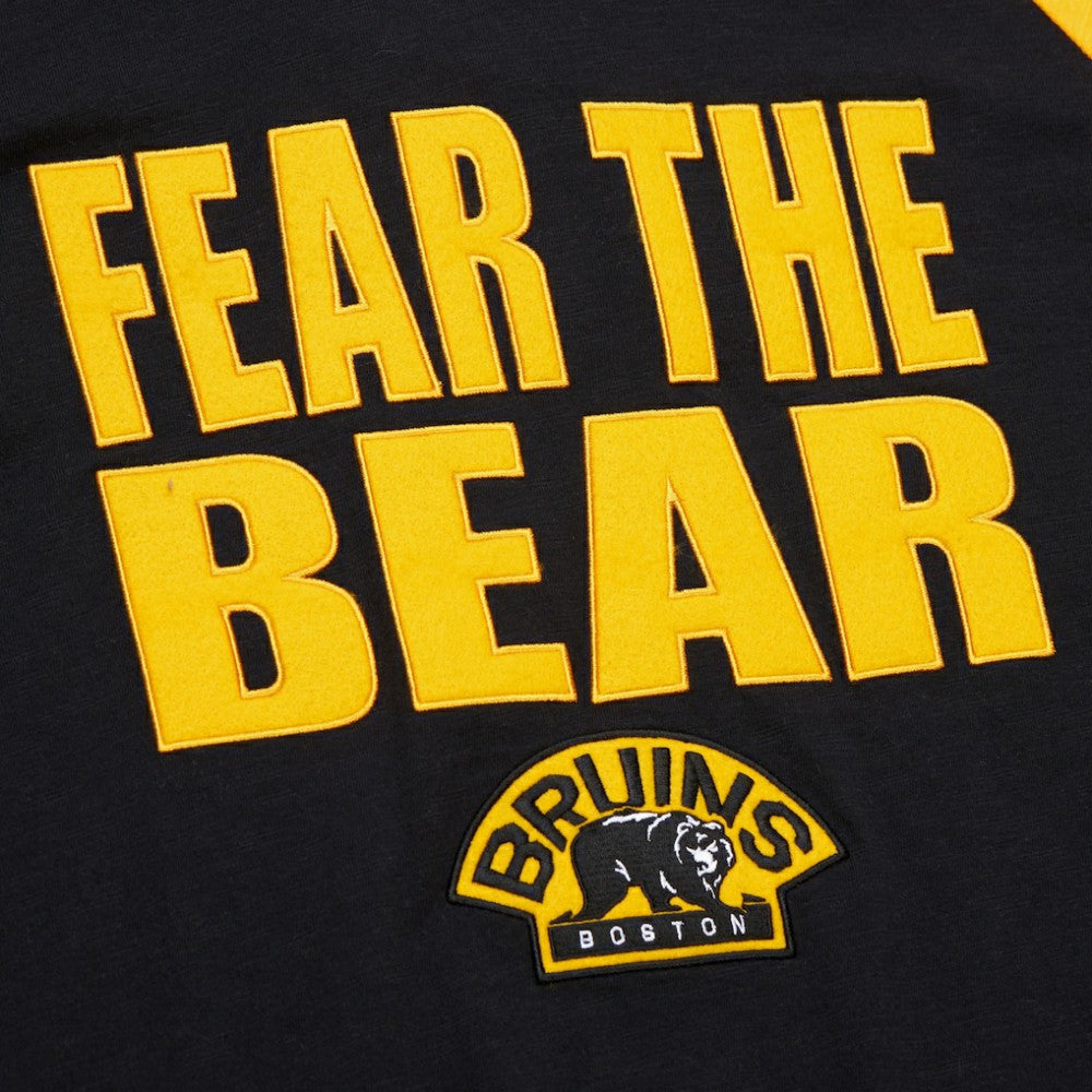 Boston Bruins Mitchell & Ness Legendary Slub Raglan Long Sleeve T-Shirt - Black/Gold - NHL