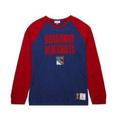 New York Rangers Mitchell & Ness Legendary Slub Raglan Long Sleeve T-Shirt - Blue/Red - NHL