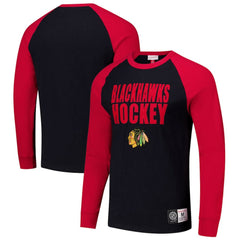Chicago Blackhawks Mitchell & Ness Legendary Slub Raglan Long Sleeve T-Shirt - Black/Red - NHL