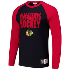 Chicago Blackhawks Mitchell & Ness Legendary Slub Raglan Long Sleeve T-Shirt - Black/Red - NHL