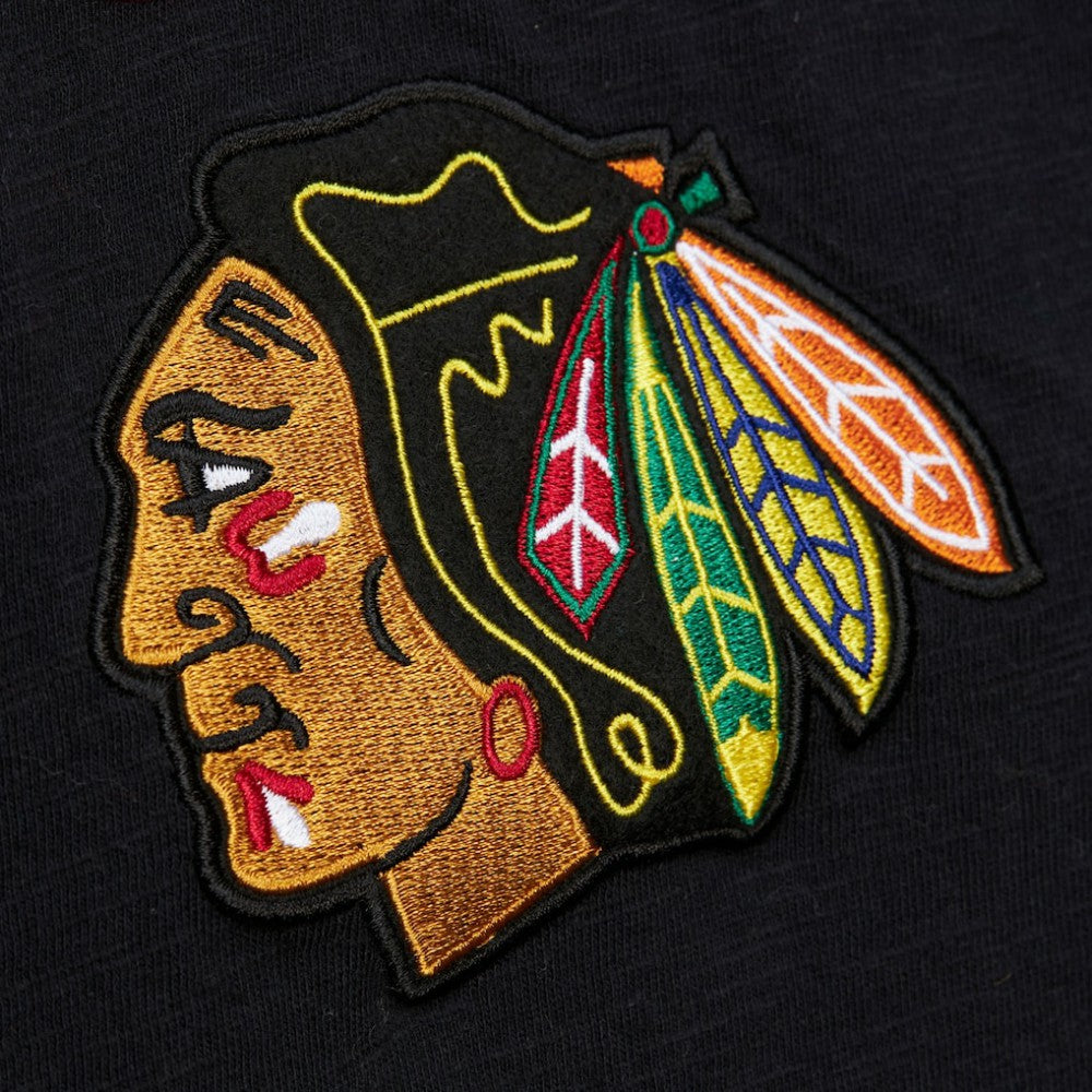 Chicago Blackhawks Mitchell & Ness Legendary Slub Raglan Long Sleeve T-Shirt - Black/Red - NHL
