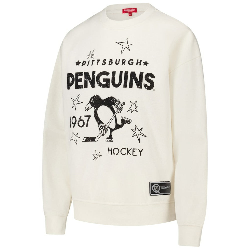 Pittsburgh Penguins Mitchell & Ness Women's Logo 3.0 Pullover Sweatshirt - Cream - NHL