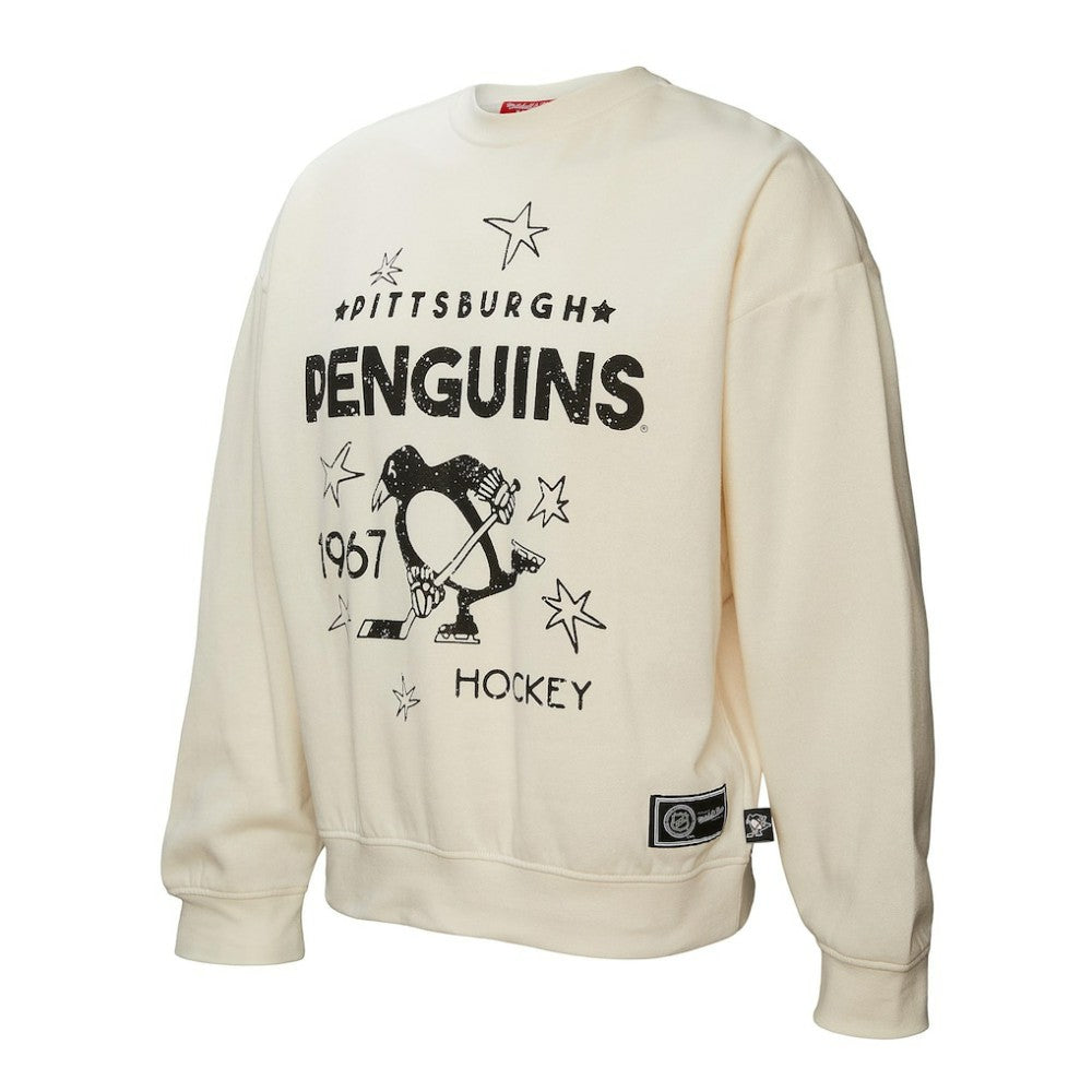Pittsburgh Penguins Mitchell & Ness Women's Logo 3.0 Pullover Sweatshirt - Cream - NHL