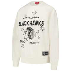 Chicago Blackhawks Mitchell & Ness Women's Logo 3.0 Pullover Sweatshirt - Cream - NHL