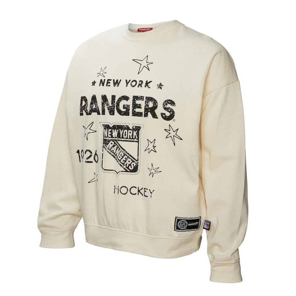 New York Rangers Mitchell & Ness Women's Logo 3.0 Pullover Sweatshirt - Cream - NHL