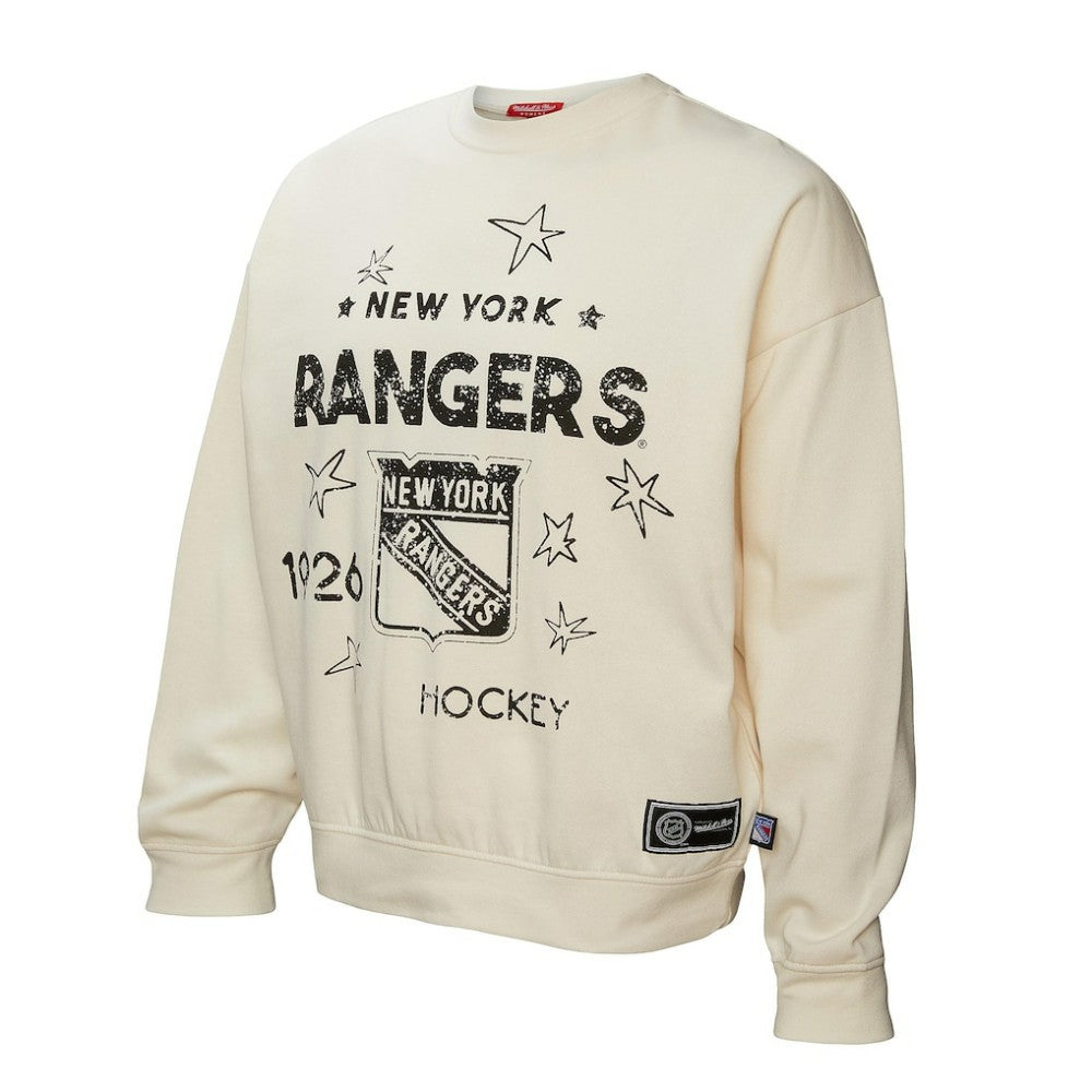 New York Rangers Mitchell & Ness Women's Logo 3.0 Pullover Sweatshirt - Cream - NHL