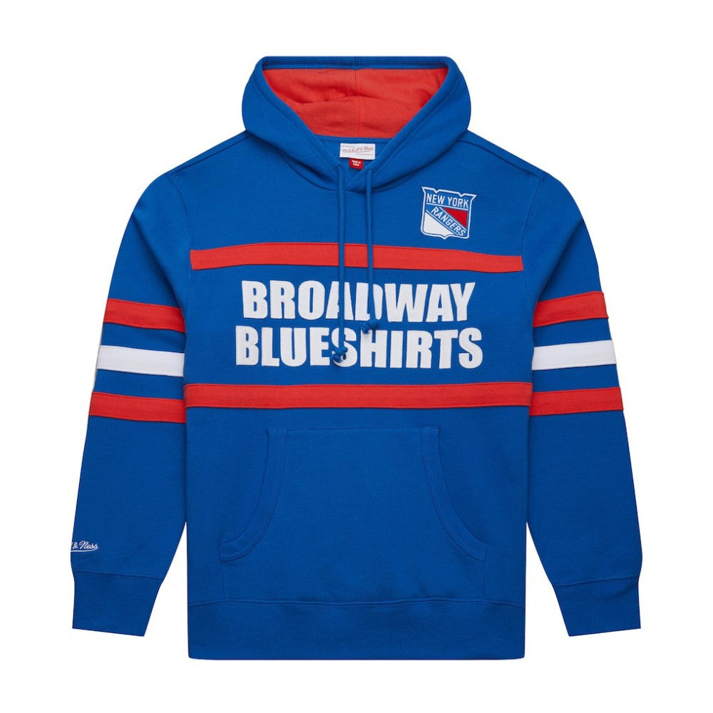 New York Rangers Mitchell & Ness Head Coach Slogan Pullover Hoodie - Blue - NHL