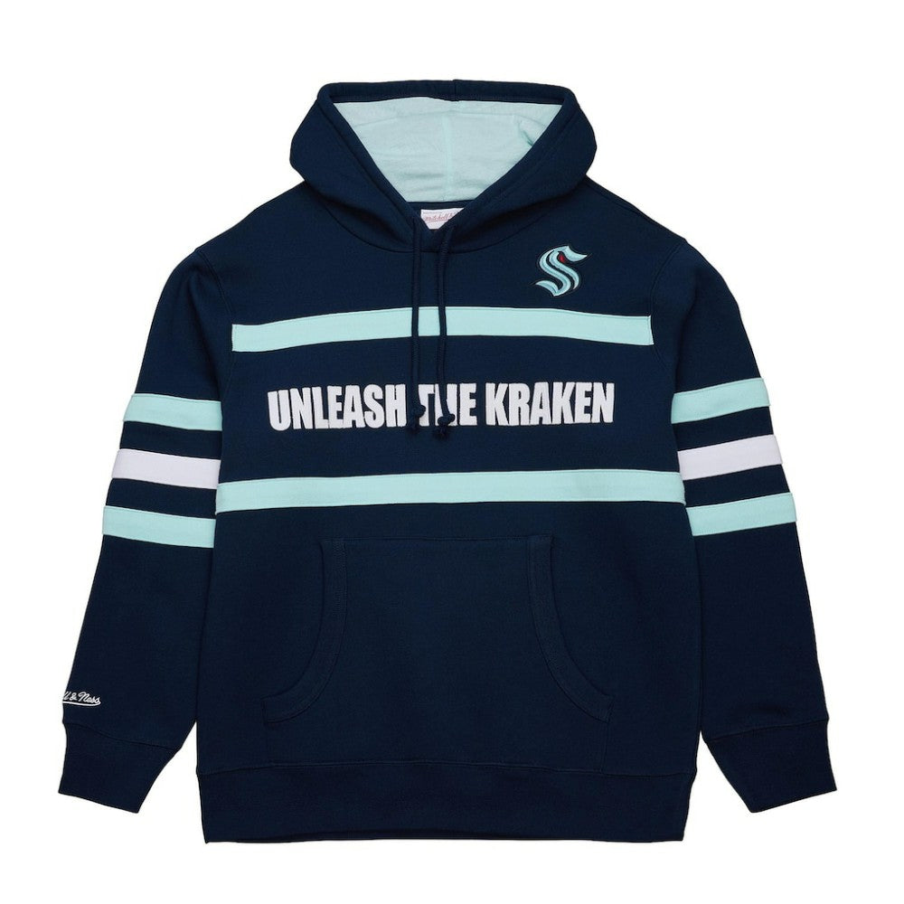 Seattle Kraken Mitchell & Ness Head Coach Slogan Pullover Hoodie - Navy - NHL