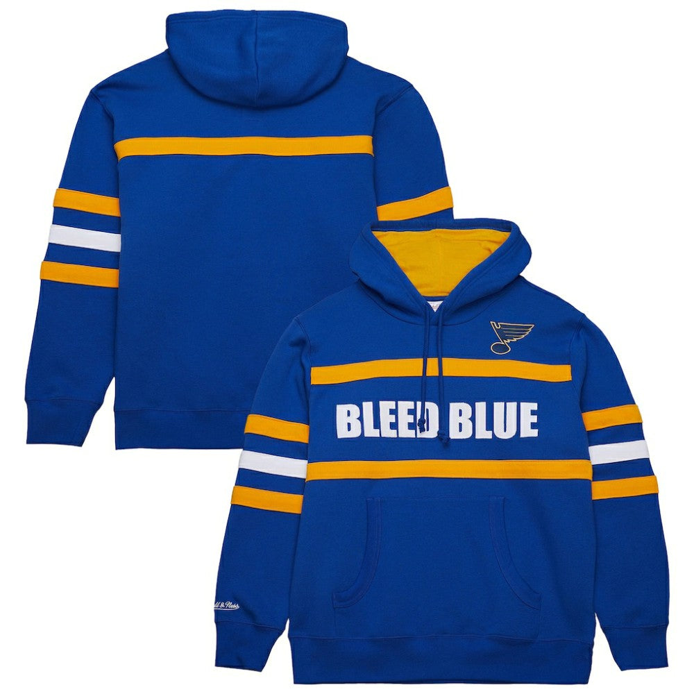 St. Louis Blues Mitchell & Ness Head Coach Slogan Pullover Hoodie - Blue - NHL