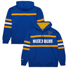 St. Louis Blues Mitchell & Ness Head Coach Slogan Pullover Hoodie - Blue - NHL